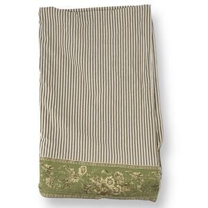 Frette Italy Stripe Floral 100% Cotton Flat Sheet Brown Green Twin Size